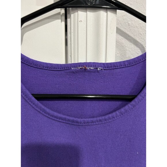 Handcrafted Purple Cotton T Shirt With Colorful Fish Embroidery Patch Design - Picture 5 of 8